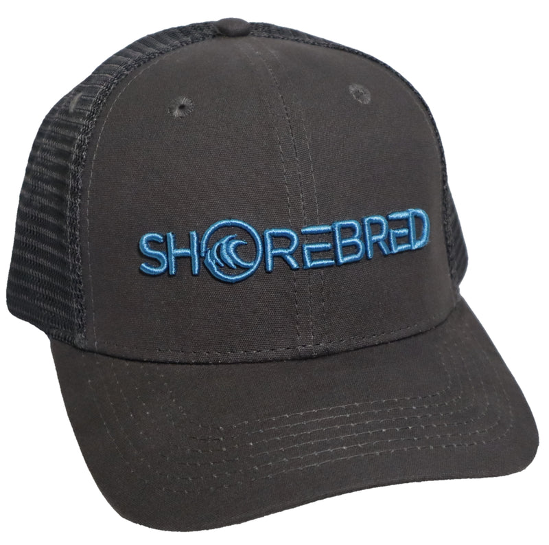 Shorebred Grey Mesh Trucker Hat w/ Blue 3D Embroidery