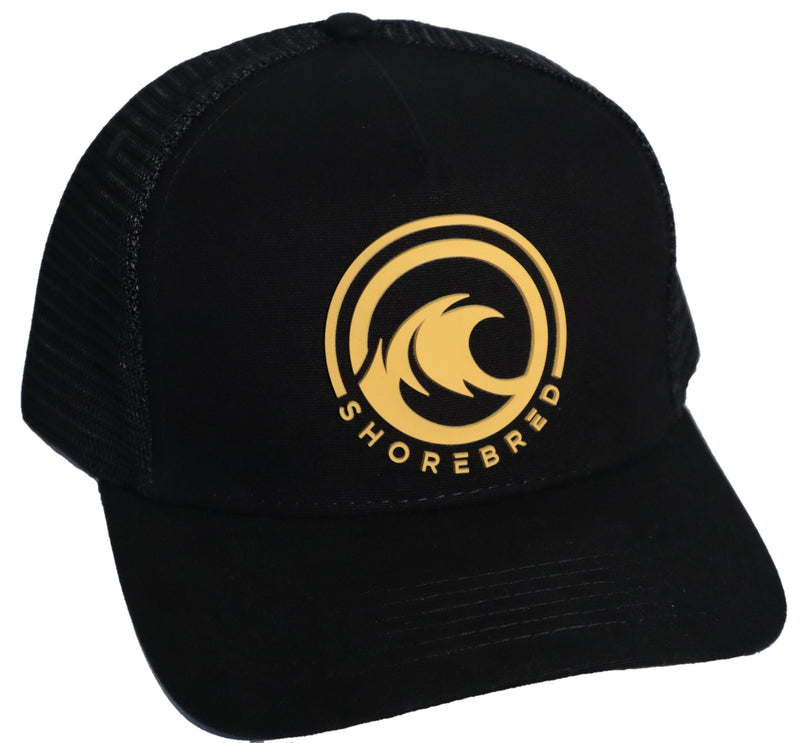 Shorebred Black Mesh Trucker Hat w/ Sand Rubber Print