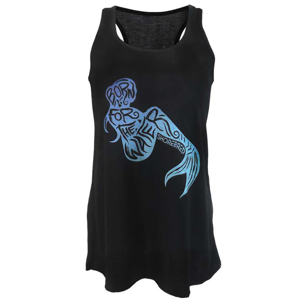 Women's Black Flowy Racerback Mermaid Tank