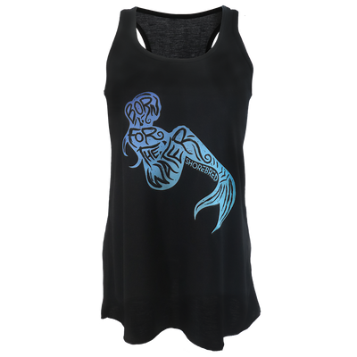 Women's Black Flowy Racerback Mermaid Tank