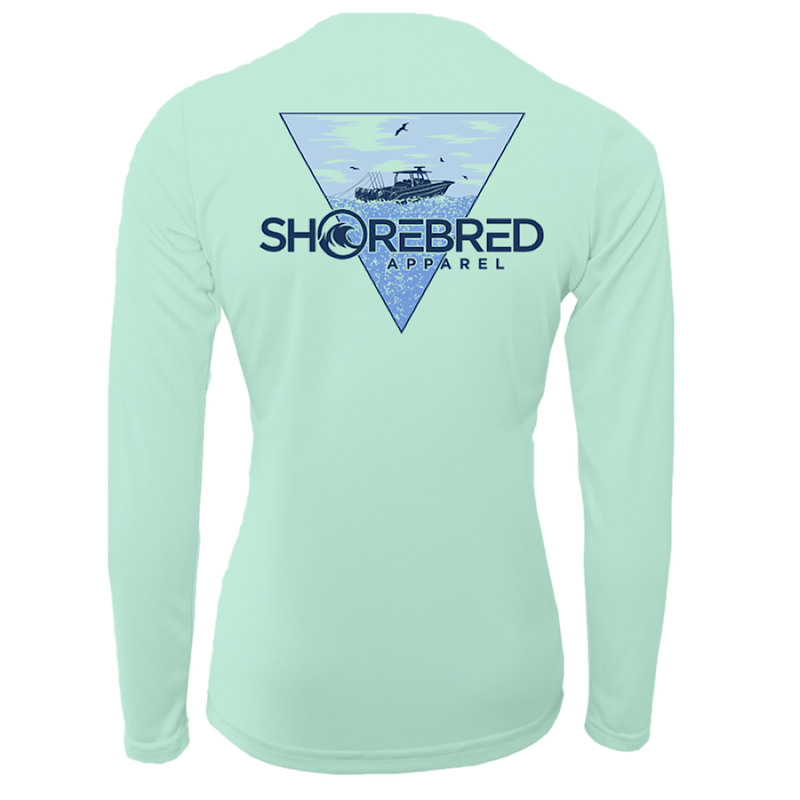 Women's Sea Green Trolling V-Neck Performance Long Sleeve