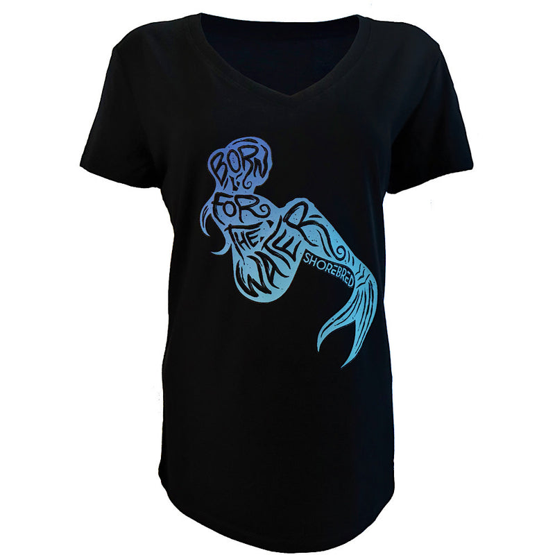 Women’s Black Mermaid V-Neck Tee